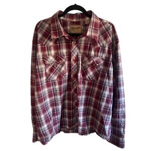 Wrangler vintage retro fit botton up western maroon, blue size xxl